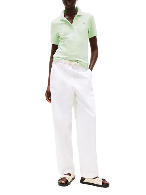 Polo donna verde in cotone Tommy Hilfiger | WW0WW43225LXY
